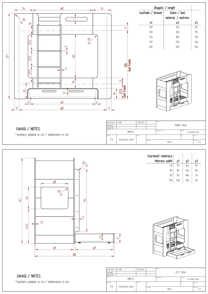 Istruzioni di montaggio del letto in legno