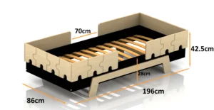 Dimensions du lit en bois pour enfants PUZZLE BR2