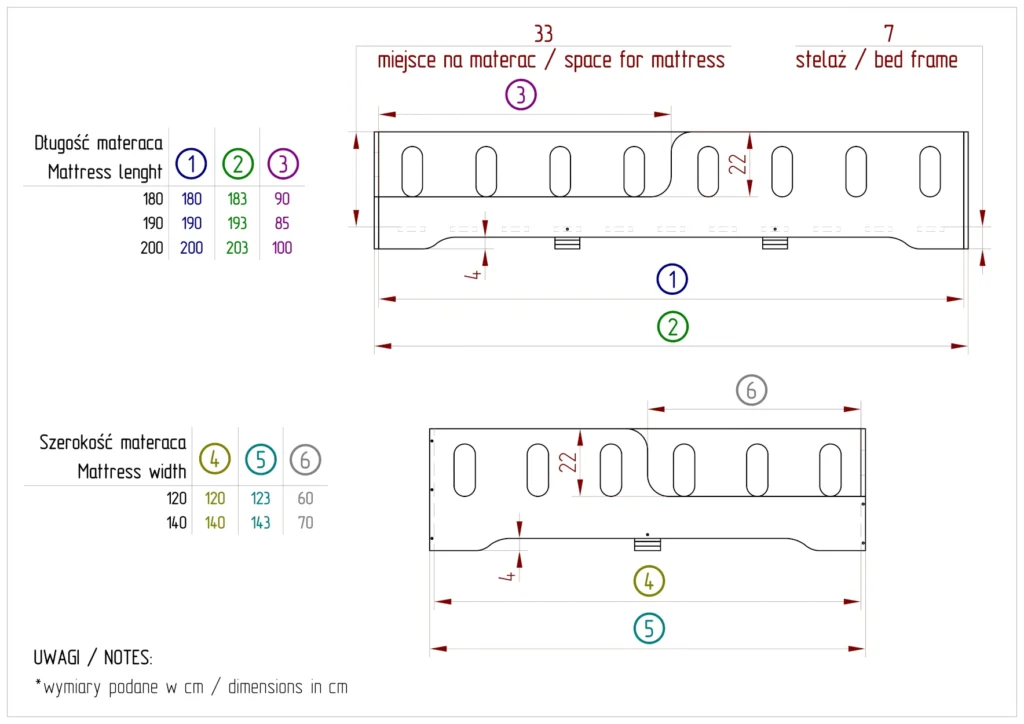 Dessin technique du lit TILA 1