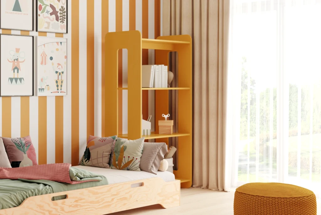 Étagère en bois taille L couleur moutarde