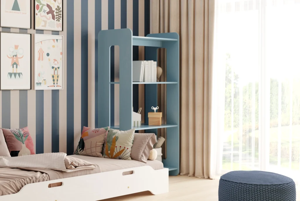 Étagère en bois taille L couleur bleue