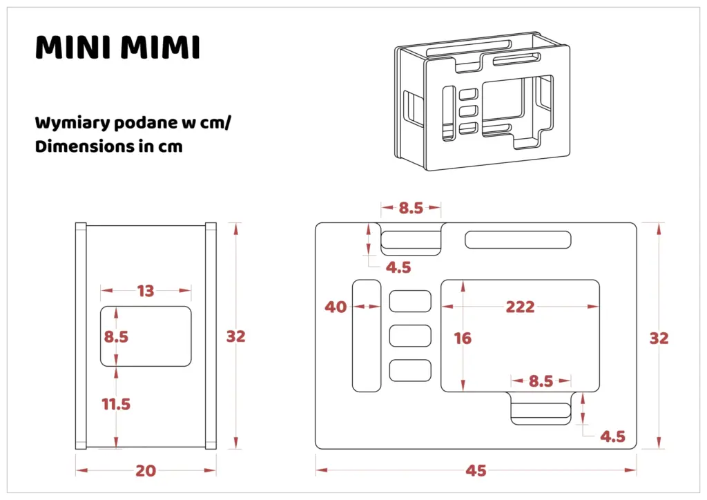 Dimensioni del letto a castello in legno per bambole MINI MIMI