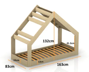 Dimensions du lit en bois pour enfants de style maison MOON G