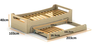 Dimensions du lit en bois pour enfants TILA 10
