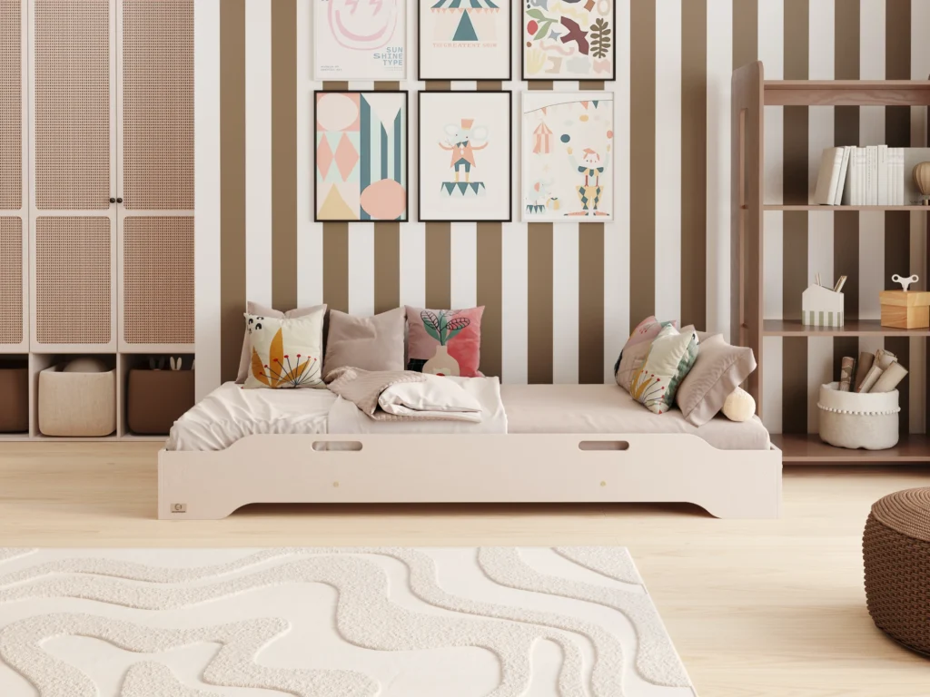 Lit en bois en contreplaqué de pin couleur cachemire sans barrières