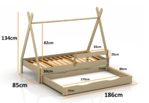 Dimensioni del lettino in legno per bambini TIPI D