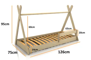 Dimensioni del lettino in legno per bambini TIPI F