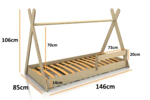 Dimensioni del lettino in legno per bambini TIPI F