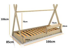 Dimensioni del lettino in legno per bambini TIPI F
