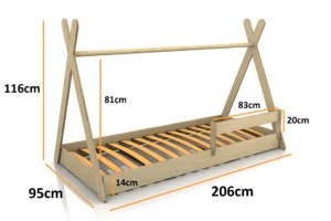 Dimensioni del lettino in legno per bambini TIPI F