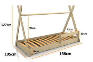 Dimensioni del lettino in legno per bambini TIPI F