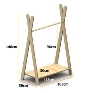 Dimensioni dell'appendiabiti in legno per bambini TIPI