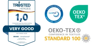Certificats CertiPUR, OEKO TEX, OEKO-TEX Standard 100 et TRUSTED HEROES
