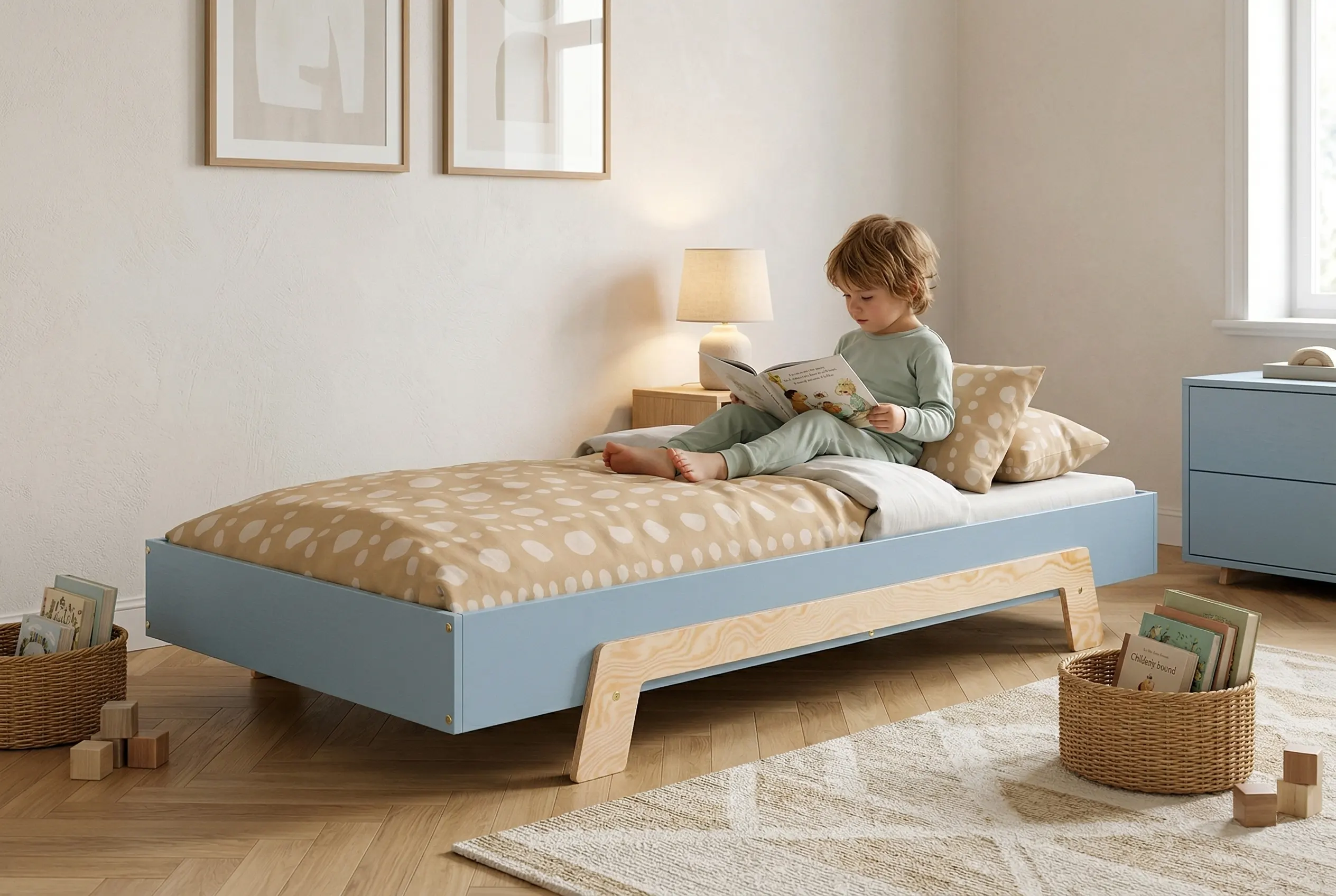 Letto singolo per bambini in legno con rete PUZZLE Montessori