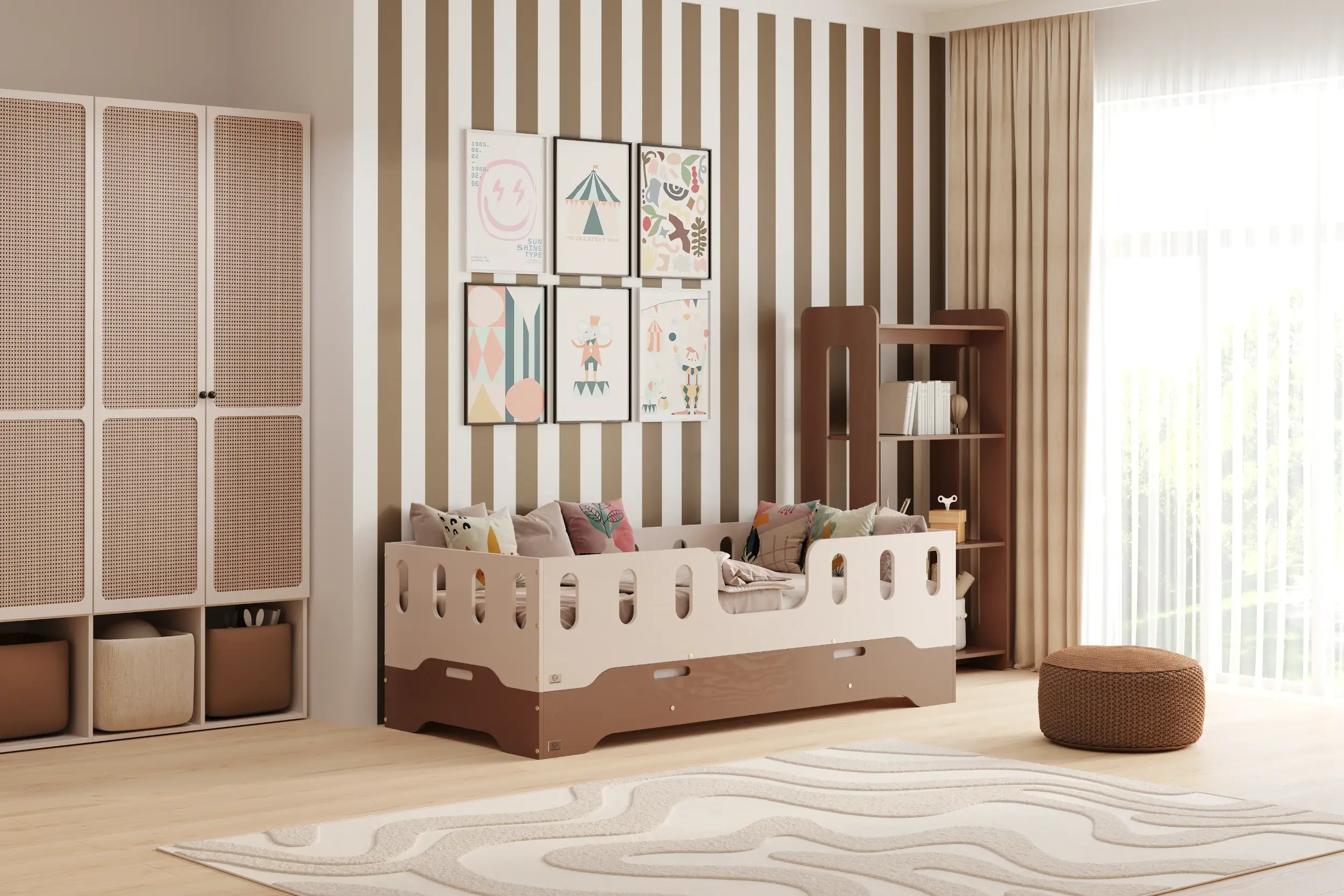 Lit simple bas en bois pour enfant avec sommier TILA 8 Montessori