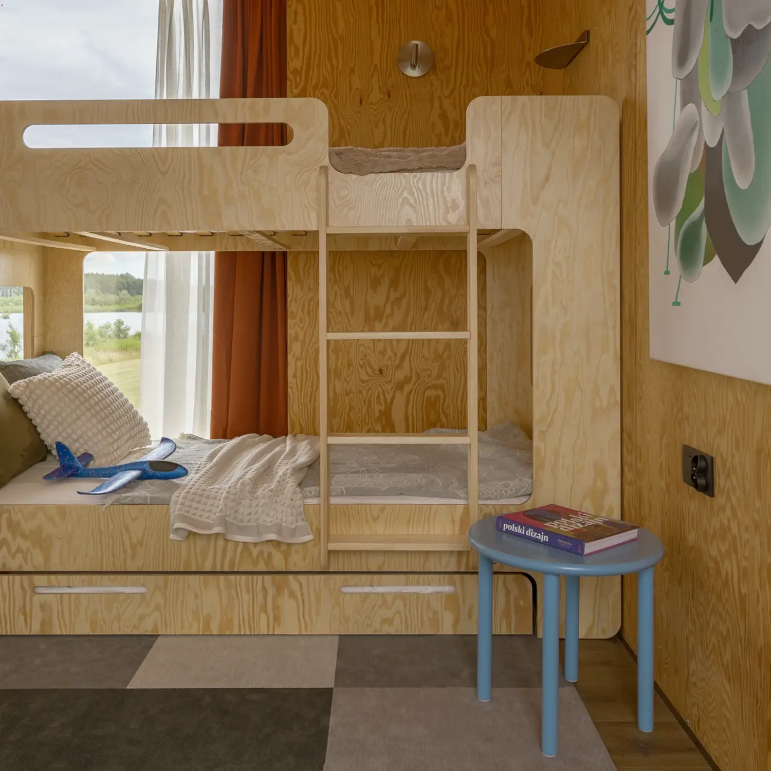 Lit superposé pour enfants en bois avec tiroir et sommier MIMI D Montessori