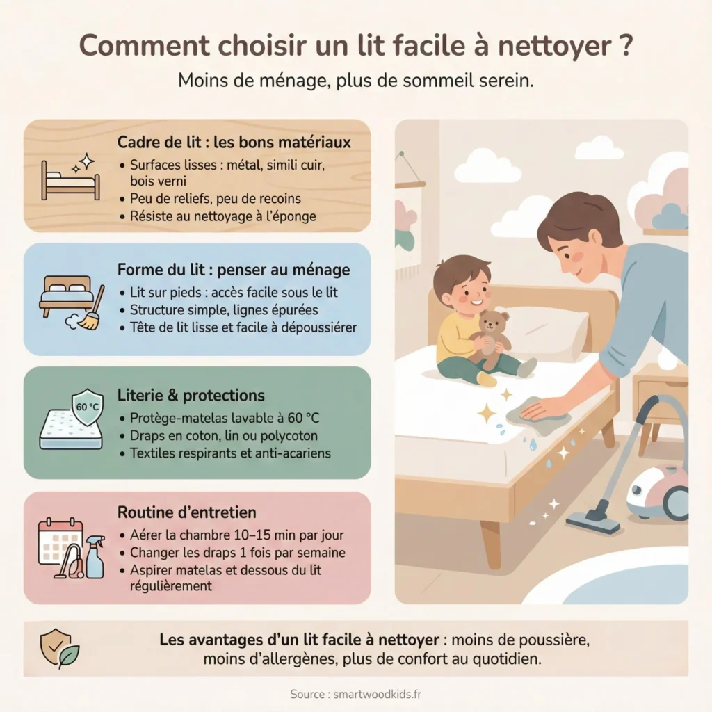 infographie comment choisir son lit facile à nettoyer guide complet
