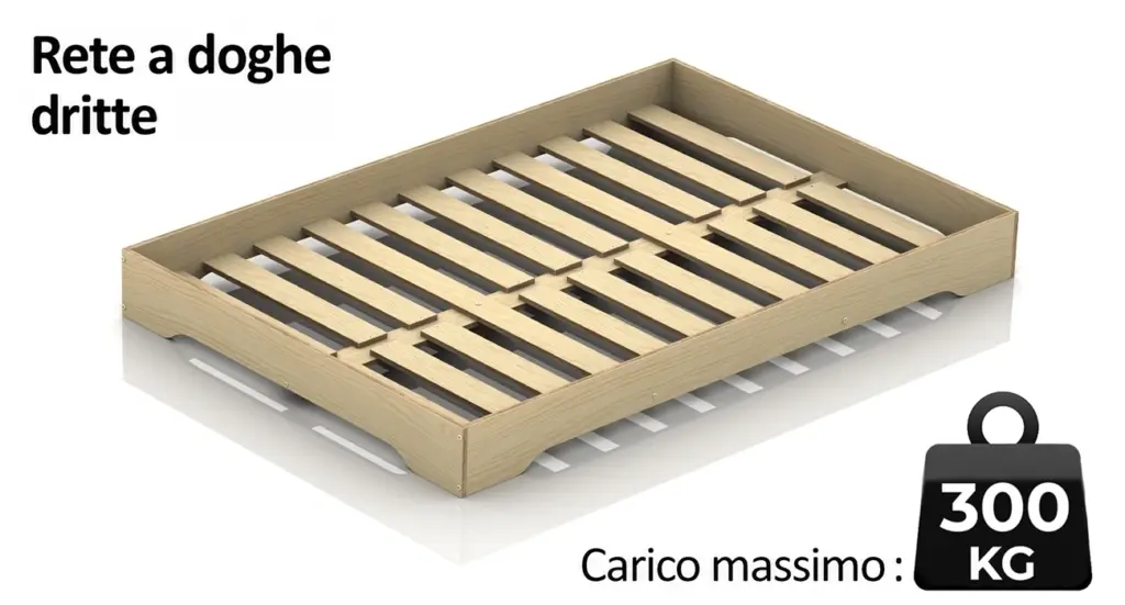 Rete a doghe dritte per il letto TILA 7 con una portata massima di 300 kg