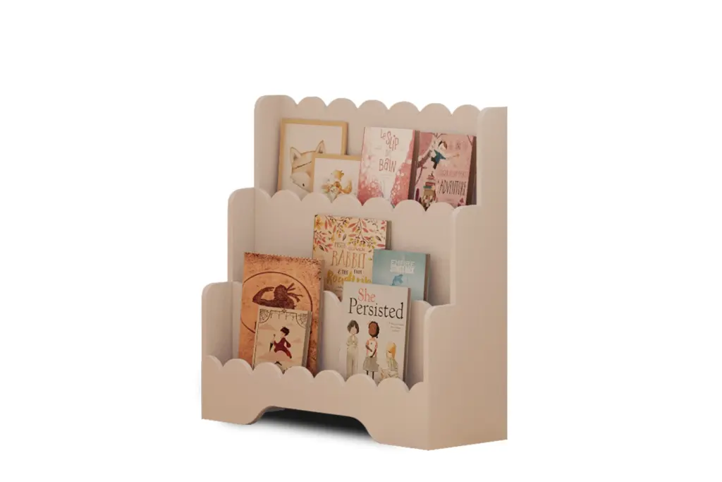 Libreria per bambini in legno LULU, colore cashmere – ispirazione Montessori