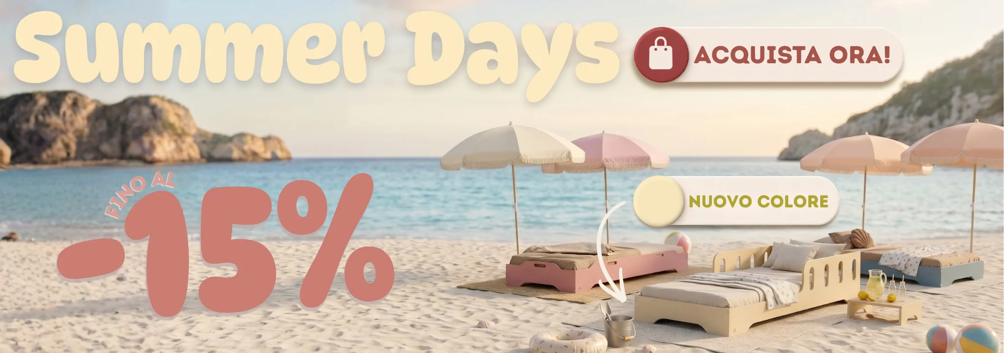 Letti per bambini in legno Smartwood – promozione estiva Summer Days con sconti fino al 15%, nuova colorazione, spedizione gratuita con l'acquisto di un set e letti Montessori sicuri per bambini